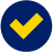 Blue circle yellow checkmark icon