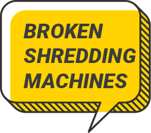 Broken shredding machines speech bubble icon
