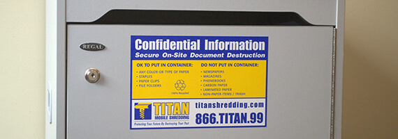Locked shredding bin for confidential information