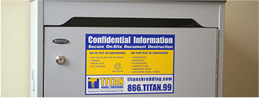 Locked shredding bin for confidential information