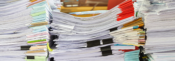 Stack of documents or shredding