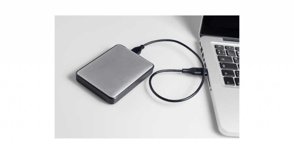 External hard drive plugged into MacBook