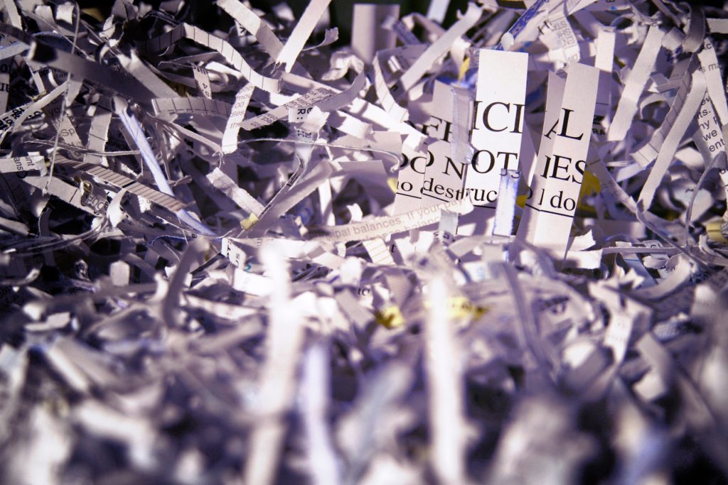 Shredded paper prevent from Identity theft