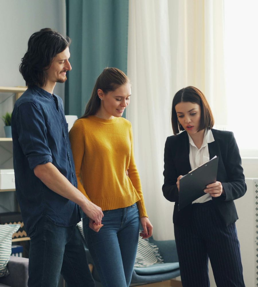 real estate agent helping clients