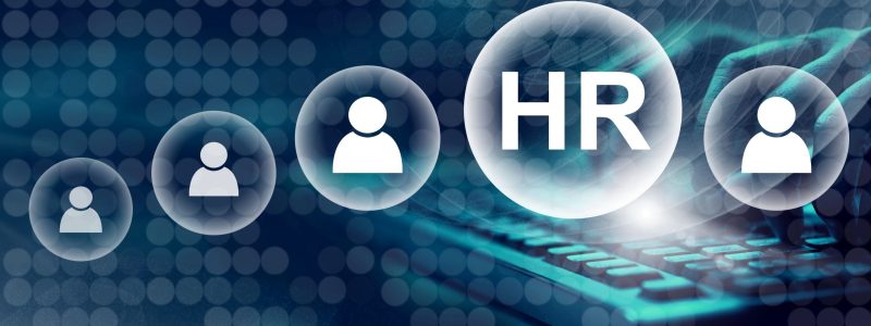 four bubbles with a person icon with another bubble in the middle with "HR" in it