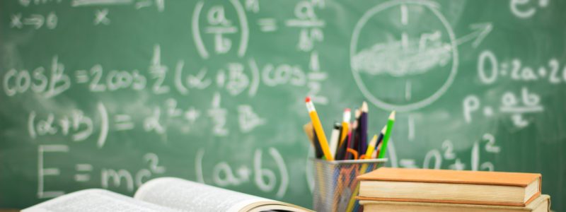 School books on desk