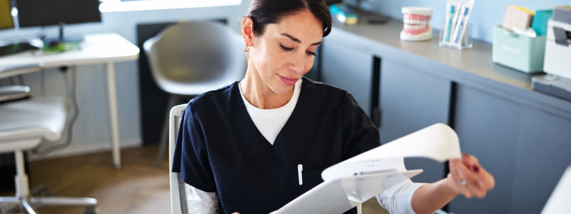Dental Receptionist, Jaw Model, and Toothbrush Samples
